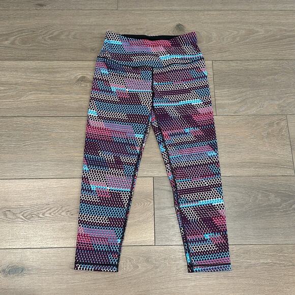 VICTORIA SPORT‎ Purple Pink Blue Abstract Knockout Active Yoga Workout Capri XS - Picture 2 of 8